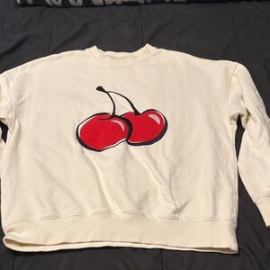 KIRSH Authentic Cherry Graphic Cream Sweatshirt EUC